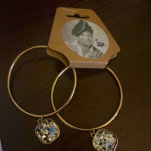 Gold Fashionable Earring Hoops with Studded charms